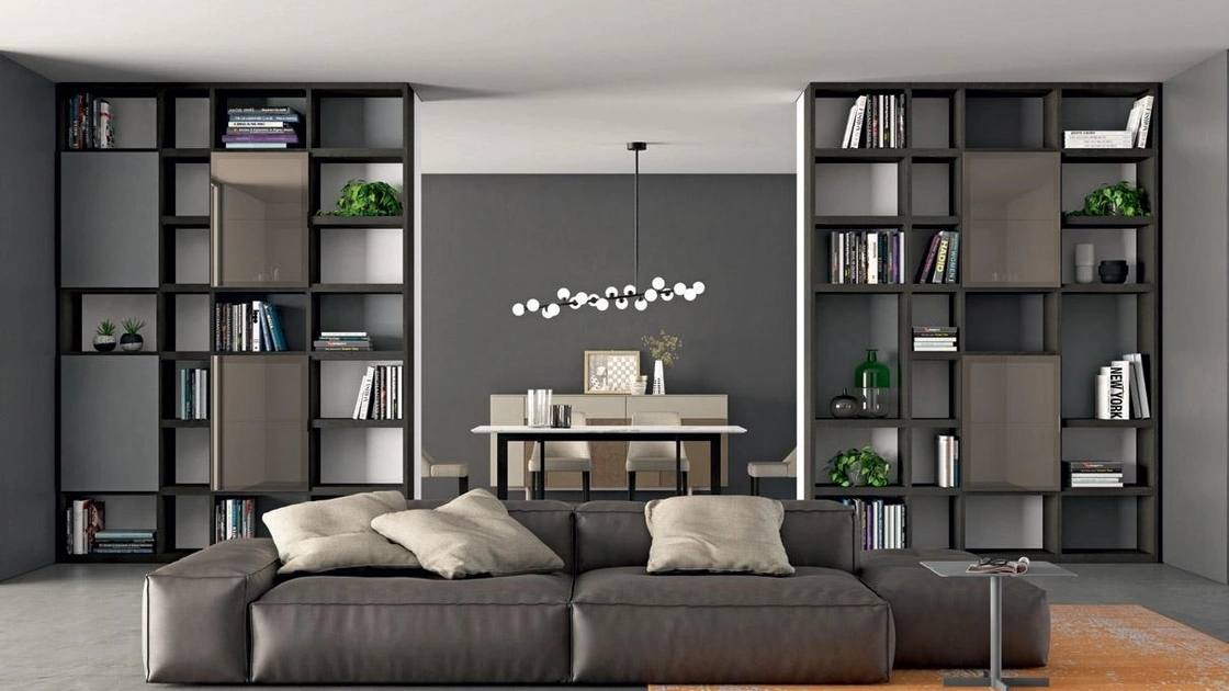 Libreria Horizon 866 in laccato opaco e lucido di Mobilgam