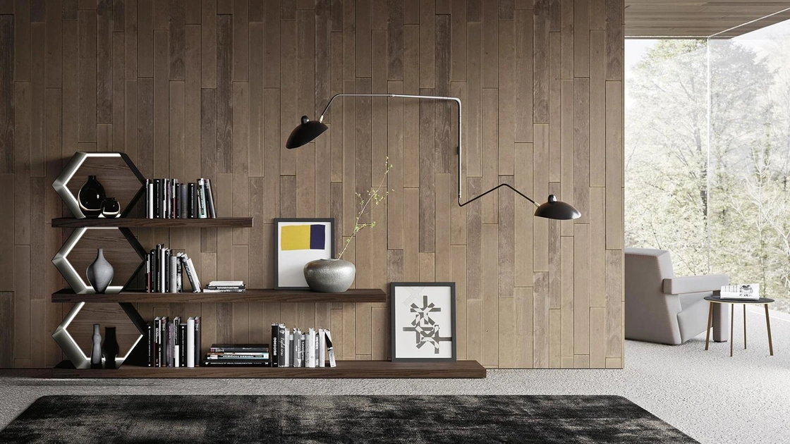 Libreria Horizon Esagoni 978 in legno e metallo di Mobilgam