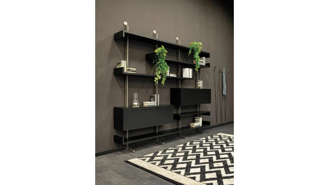 Libreria a muro in legno con montanti in metallo Plan di Tonin Casa