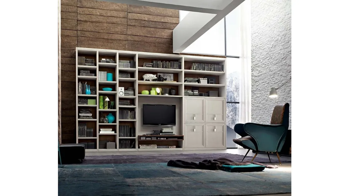 Libreria Tea A finitura Madreperla e Tabacco di Fasolin