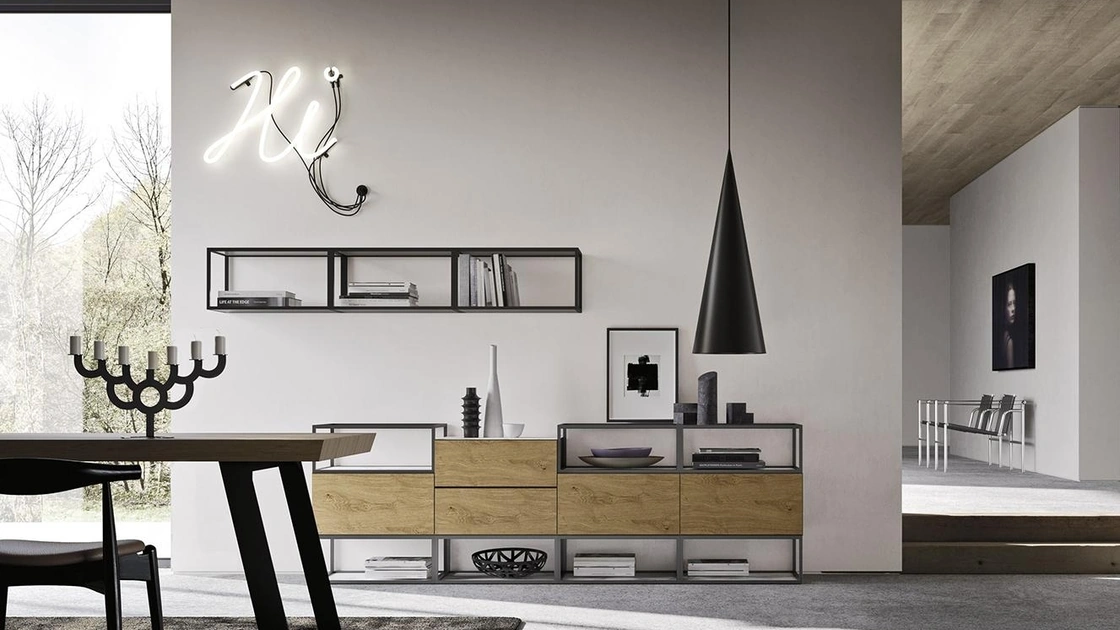 Madia Horizon Quadra 983 in legno e metallo di Mobilgam