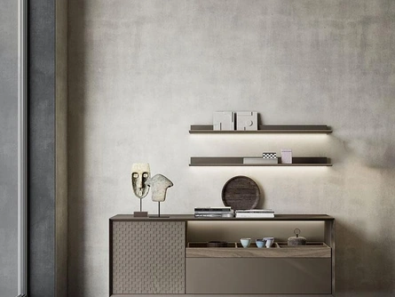 Madia Horizon Zen 1030 in laccato e legno intarsiato di Mobilgam