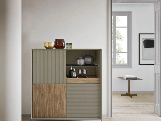 Madia Horizon Zen 1032 in frassino laccato e noce di Mobilgam