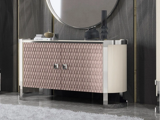 Madia Kursaal in laccato lucido e tessuto trapuntato di Adriatica