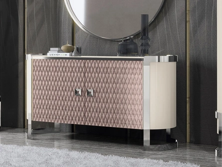 Madia Kursaal in laccato lucido e tessuto trapuntato di Adriatica