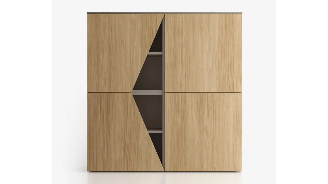 Madia alta con ante oblique in melaminico Pratico L1225 H1283 di SantaLucia