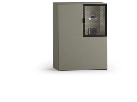 Madia Alta 10-1 in laccato opaco con vetro decorato di Corso 11