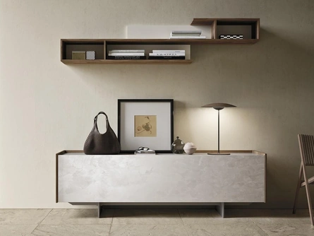 Madia Horizon Slim 980 in legno e spatolato avorio di Mobilgam