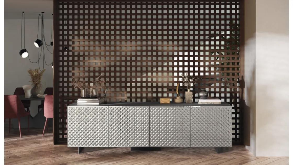 Madia Sideboard 03 in vetro specchiato a rombi di Scavolini