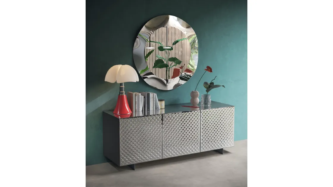 Madia Sideboard 03 in vetro specchiato a rombi di Scavolini