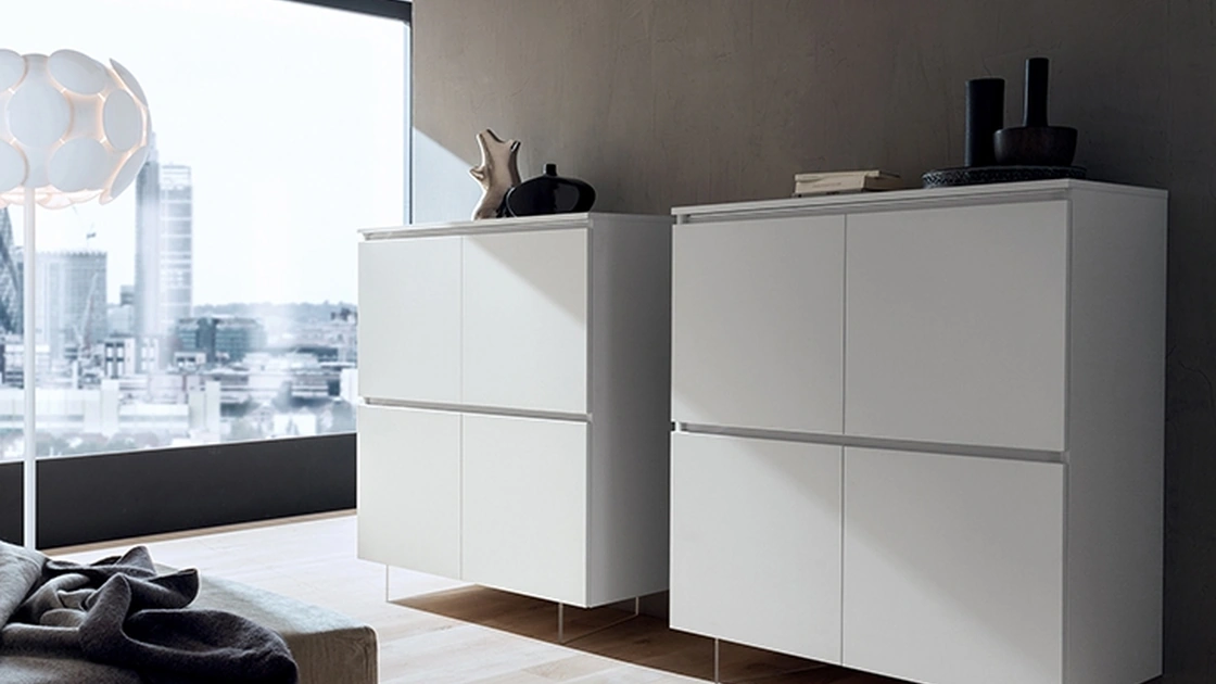 Mobile ingresso Alto Bea in truciolare placcato HPL Bianco di La Primavera