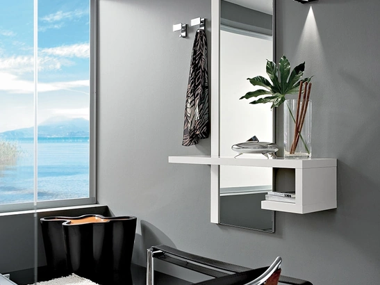 Mobile ingresso Alba in laminato HPL Bianco con specchio di La Primavera