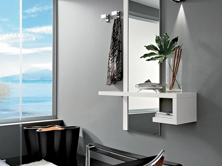 Mobile ingresso Alba in laminato HPL Bianco con specchio di La Primavera