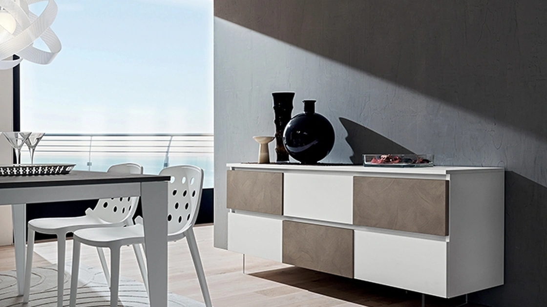 Mobile ingresso in truciolare placcato HPL con piedini in metallo Bea di La Primavera