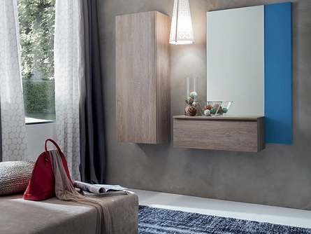 Mobile ingresso in melaminico effetto Rovere con specchio Stella di La Primavera