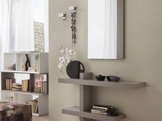 Mobile ingresso in Frassino laccato opaco Ecrù con specchio Sandy di La Primavera