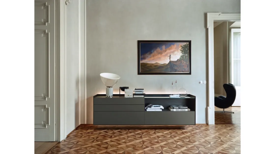 Mobile sospeso Cabaret 84B SX in laccato Antracite opaco di Sangiacomo