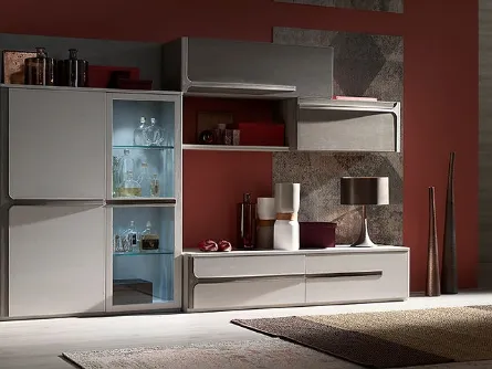 Parete Attrezzata Cleo CL2 finitura Creta e Madreperla di Fasolin