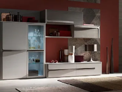 Parete Attrezzata Cleo CL2 finitura Creta e Madreperla di Fasolin