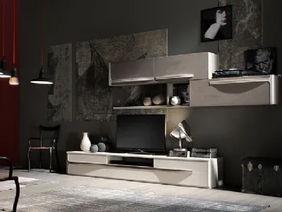 Parete Attrezzata Cleo CL4 finitura Madreperla e Creta di Fasolin