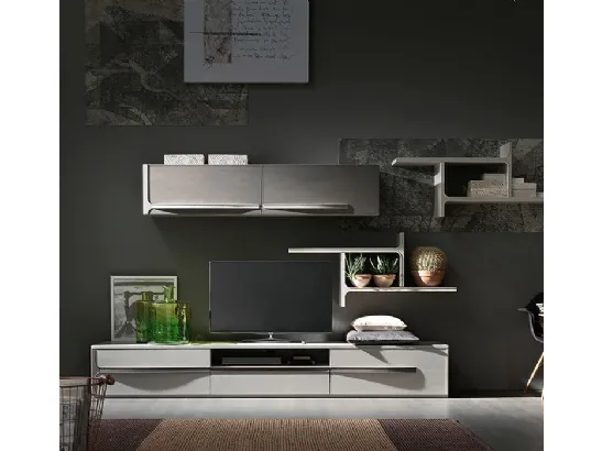 Parete Attrezzata Cleo CL5 finitura Creta e Madreperla di Fasolin