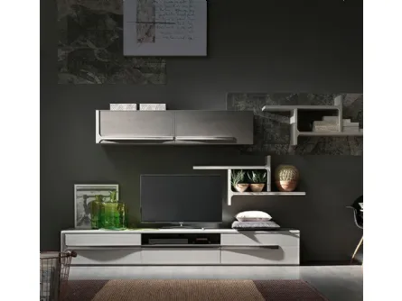 Parete Attrezzata Cleo CL5 finitura Creta e Madreperla di Fasolin