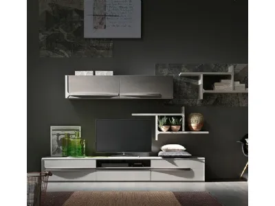 Parete Attrezzata Cleo CL5 finitura Creta e Madreperla di Fasolin