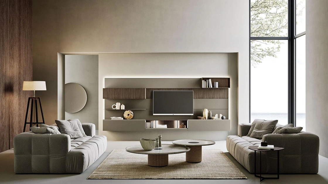 Parete Attrezzata sospesa Composizione Horizon 1002 di Mobilgam