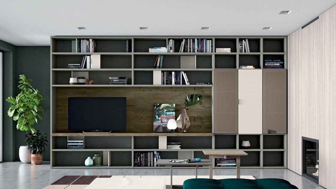 Parete Attrezzata Composizione Horizon 865 in laccato e legno di Mobilgam