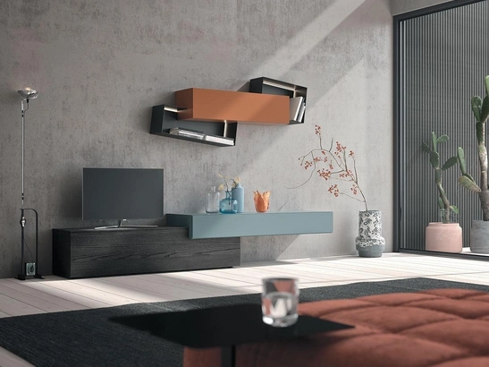 Parete Attrezzata Composizione Horizon 902 in legno e laccato di Mobilgam