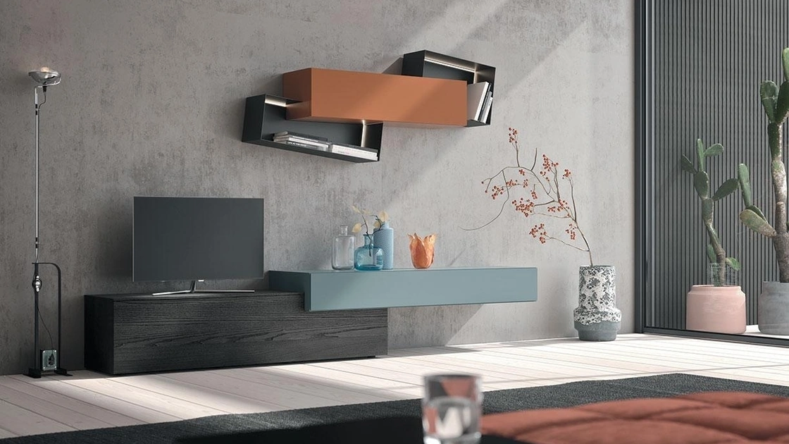 Parete Attrezzata Composizione Horizon 902 in legno e laccato di Mobilgam