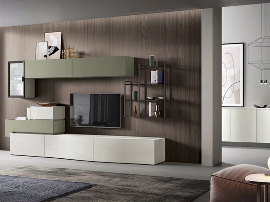 Parete Attrezzata Soggiorno 08-2 in melaminico e laccato di Corso 11