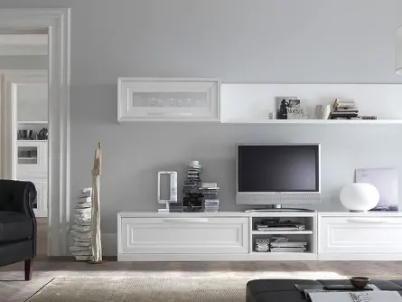 Parete Attrezzata Cristina 21P12 finitura Bianco Puro di Fasolin