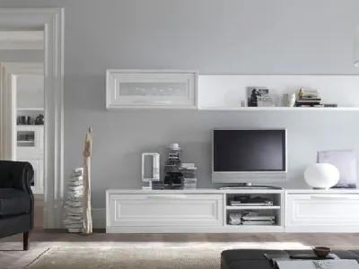 Parete Attrezzata Cristina 21P12 finitura Bianco Puro di Fasolin