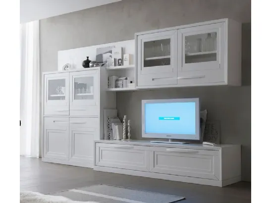 Parete Attrezzata Cristina 21P2 finitura Bianco Puro di Fasolin