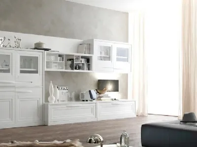 Parete Attrezzata Cristina 21P20 finitura Bianco Puro di Fasolin