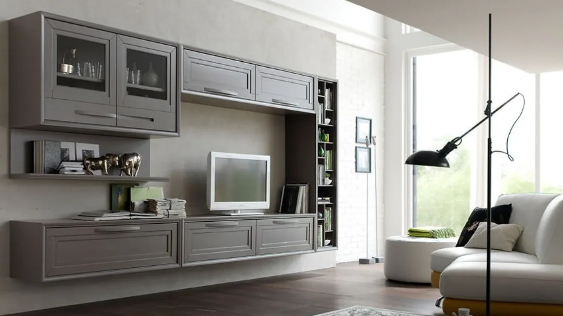 Parete Attrezzata Cristina 21P21 finitura Grigio Milano di Fasolin