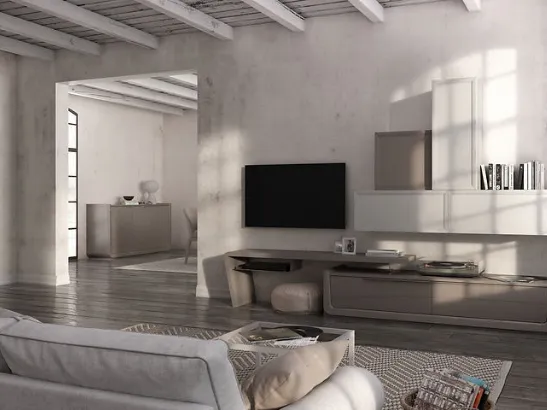 Parete Attrezzata Desi 67D08 finitura Madreperla e Creta di Fasolin