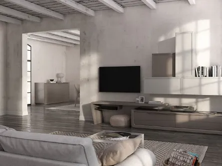 Parete Attrezzata Desi 67D08 finitura Madreperla e Creta di Fasolin