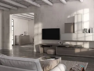 Parete Attrezzata Desi 67D08 finitura Madreperla e Creta di Fasolin