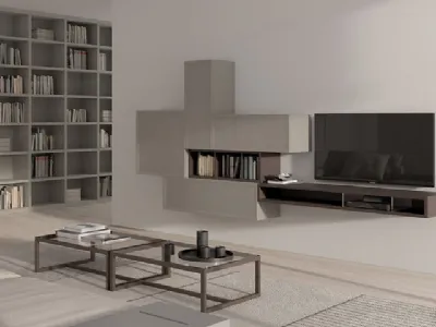 Parete Attrezzata Desi 67D11 finitura Chantal e Cuoio di Fasolin