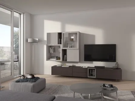 Parete Attrezzata Desi 67D12 finitura Cuoio e Chantal di Fasolin