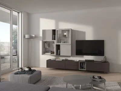 Parete Attrezzata Desi 67D12 finitura Cuoio e Chantal di Fasolin