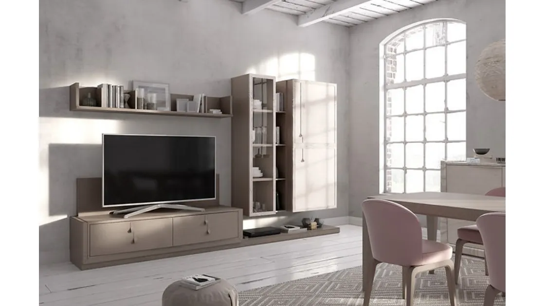 Parete Attrezzata Flor 47F03 finitura Torrone e Denver di Fasolin