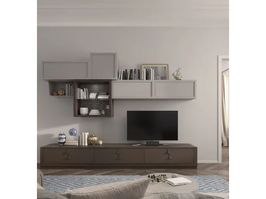 Parete Attrezzata Flor 47F25 finitura Cuoio e Chantal di Fasolin