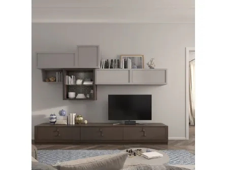 Parete Attrezzata Flor 47F25 finitura Cuoio e Chantal di Fasolin