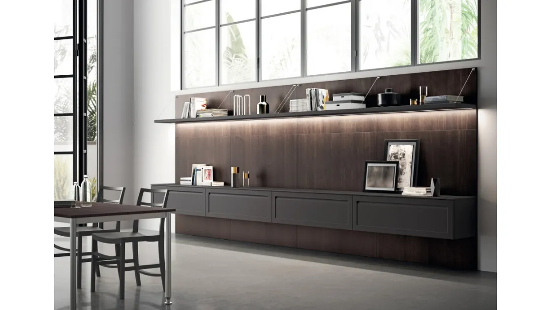 Parete Attrezzata Living Carattere 01 Grigio Ferro di Scavolini