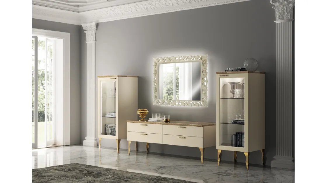 Parete Attrezzata Living Exclusiva 06 in laccato opaco Beige di Scavolini