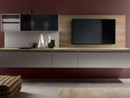 Parete Attrezzata sospesa Living Formalia 02 in Laccato opaco Grigio Airone di Scavolini