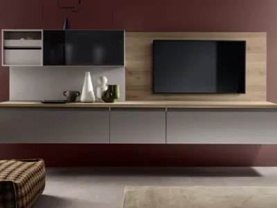 Parete Attrezzata sospesa Living Formalia 02 in Laccato opaco Grigio Airone di Scavolini